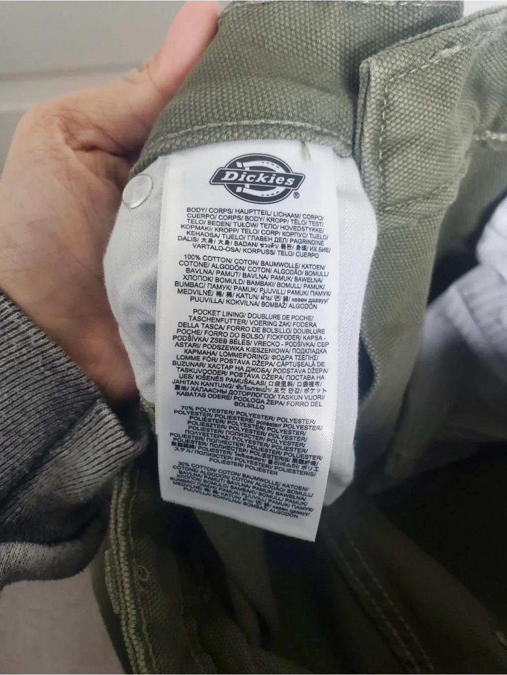 Dickies Olive Green Mid Rise Double Knee Canvas Carpenter Pants - Picture 7 of 8